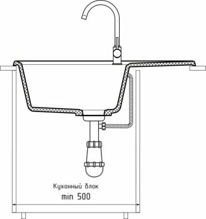 Кухонная мойка Granfest Unique U-740L кашемир 75х50 цвет бежевый поверхность матовая