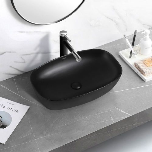 Раковина керамическая Abber RECHTECK AC2206MB 60х40 накладная цвет черный без отверстий под смеситель - фото 4