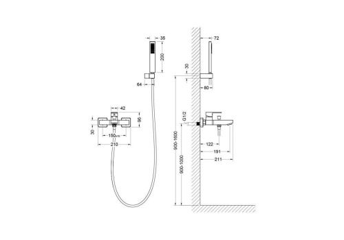 Смеситель для ванны Aquatek ЛИБРА AQ1649CR настенный хром - фото 3