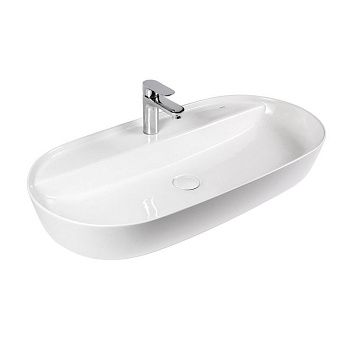 Раковина из сантехнического фарфора Bond Oval S01-800 80х40 накладная цвет белый 1 отверстие под смеситель