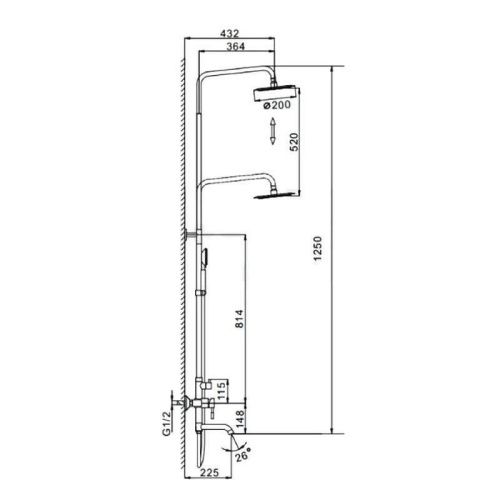 Душевая стойка D-Lin H10A22 настенная цвет серый - фото 2