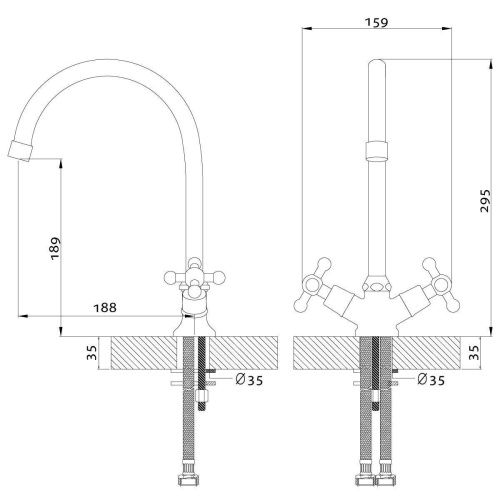Смеситель для кухни Rossinka G G02-72 на мойку хром - фото 2
