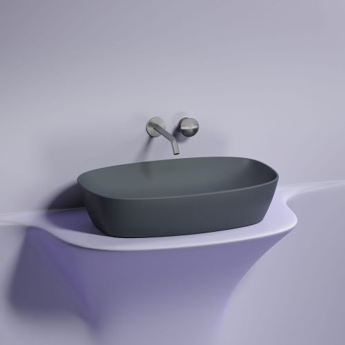 Раковина из сантехнического фарфора Ceramica Nova ELEMENT CN6049MDH 60х40 накладная цвет черный без отверстий под смеситель - фото 5