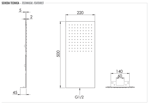 Верхний душ Remer SS350UFX 20х50 нержавеющая сталь - фото 2