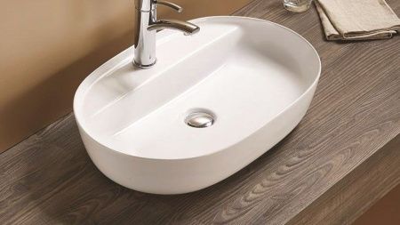 Раковина из сантехнического фаянса CeramaLux 78325MDH 80х40 накладная цвет серый 1 отверстие под смеситель