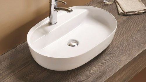 Раковина из сантехнического фаянса CeramaLux 78325MDH 80х40 накладная цвет серый 1 отверстие под смеситель - фото 3