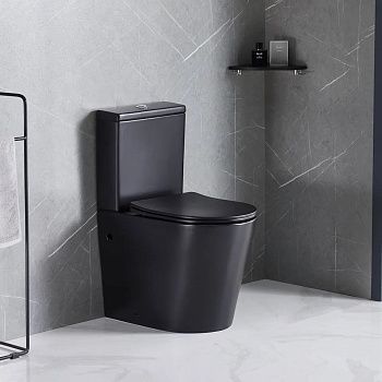 Унитаз напольный с бачком Cerutti SPA CT9865 черный с сиденьем микролифт безободковый каскадный смыв