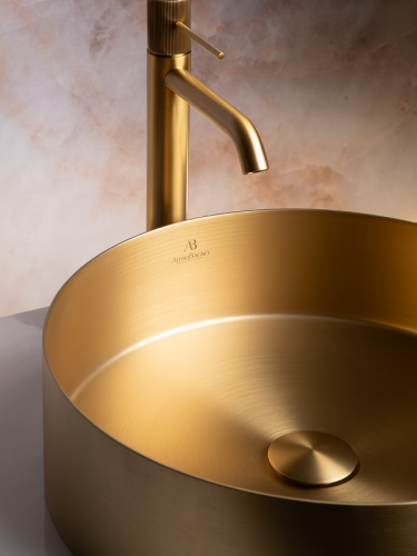 Раковина из нержавеющей стали AltroBagno Luna AltroBagnoLuna001001OrSp 40х40 накладная цвет золото - фото 5