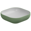 Раковина керамическая GSG Ceramic Design Easy EALAVQU45BI000/031 50х50 накладная цвет белый/зеленый без отверстий под смеситель