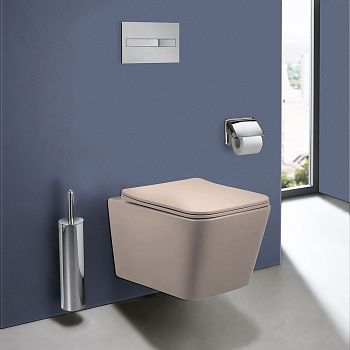 Унитаз подвесной Vincea Q-Line VT1-12MC коричневый с сиденьем микролифт безободковый душевой смыв