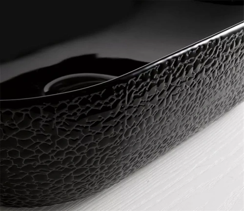 Раковина керамическая Gid 53303 50х40 накладная цвет черный без отверстий под смеситель - фото 4