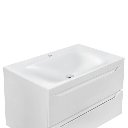 Раковина из искусственного камня Vincea VCB-1F800W 80х50 встраиваемая цвет белый 1 отверстие под смеситель - фото 2