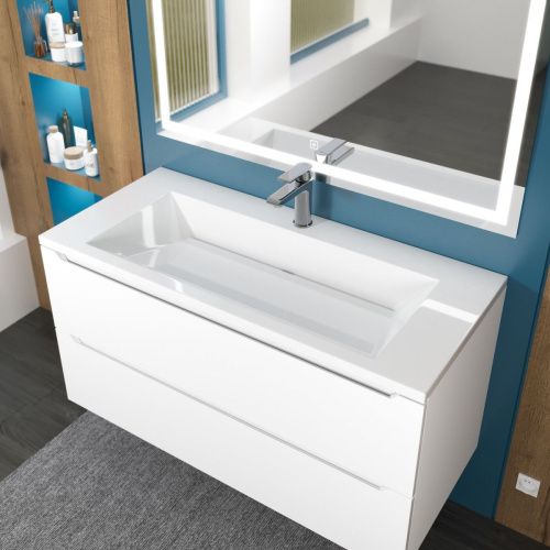 Раковина из искусственного камня Uperwood Olivia ROlivia100wg 100х50 полувстраиваемая цвет белый - фото 3