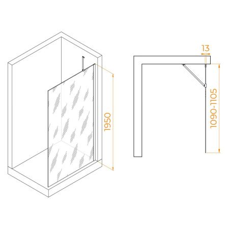 Душевая перегородка RGW Walk In 351011011-31 110х195 стекло тонированное профиль хром