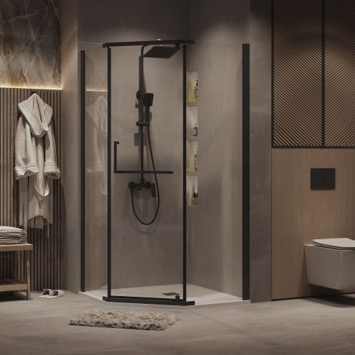 Душевой уголок Grossman Pragma 302.K33.03.1010.21.00 100х100 стекло прозрачное профиль черный без поддона - фото 3