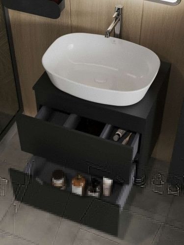 Тумба с раковиной Orange Line Li-60TubMDF+B08-500W 60х50 подвесная цвет черный - фото 4