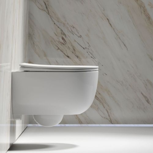 Унитаз подвесной Ceramica Nova MODENA CN6063 белый с сиденьем микролифт безободковый душевой смыв - фото 4