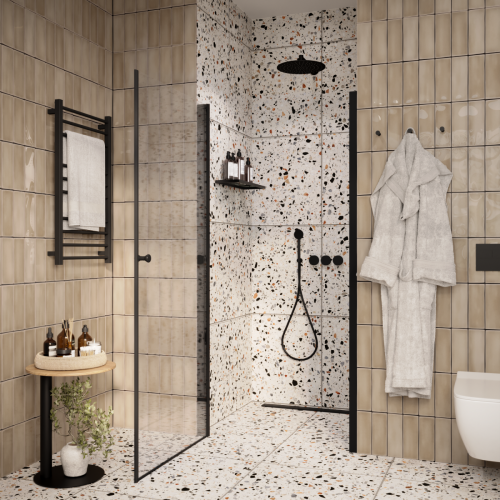 Душевая дверь Parly DE70B 70х185 стекло матовое профиль черный - фото 2