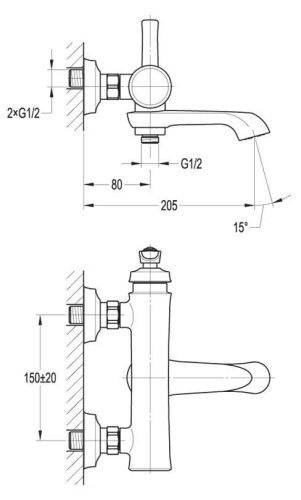 Смеситель Cezares LIBERTY LIBERTY-F-VD-01 настенный хром - фото 2