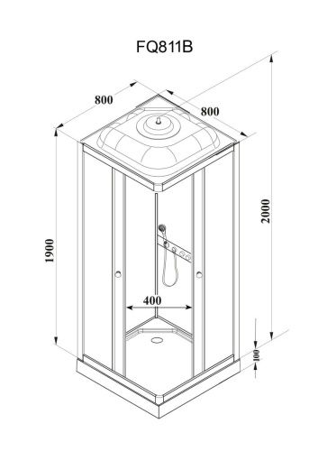 Душевая кабина Parly Frost FQ811B 80х80 квадратная с крышей ориентация универсальная - фото 4