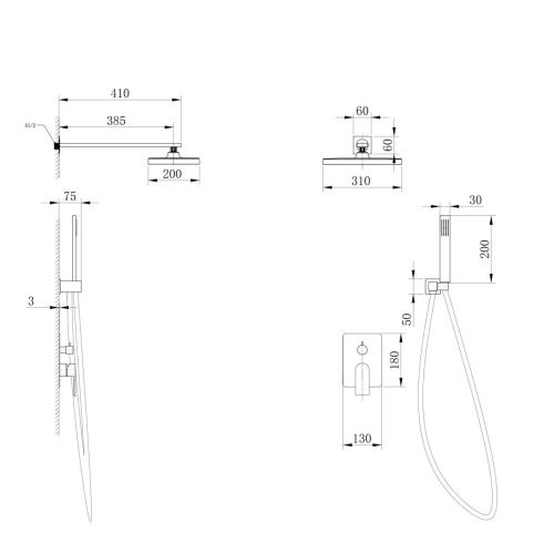 Душевая система Abber AF8018FW встраиваемая в стену цвет белый - фото 3