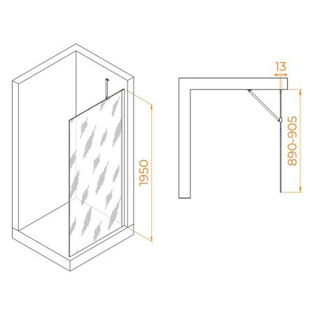Душевая перегородка RGW Walk In 351011009-15 90х195 стекло прозрачное профиль белый