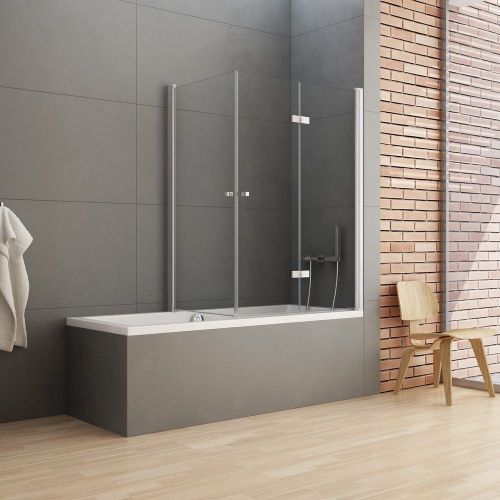 Душевая шторка на ванну New Trendy NEW SOLEO Chrome P-0029/P-0024 100х140 стекло прозрачное профиль хром ориентация правая - фото 2