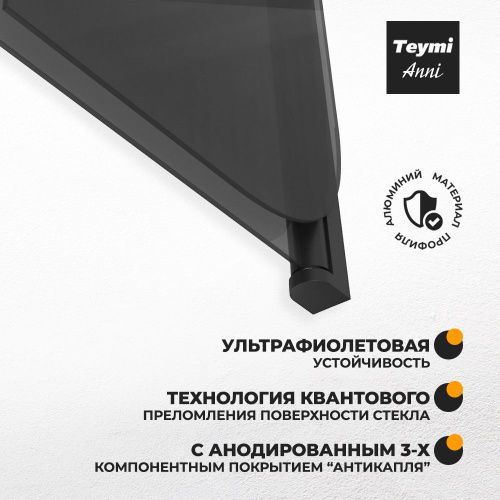 Шторка на ванну Teymi Anni T00281 100х140 стекло тонированное профиль черный ориентация универсальная - фото 2