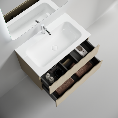 Тумба под раковину Sancos FOLK FL80CP 80х40 подвесная цвет бежевый - фото 2