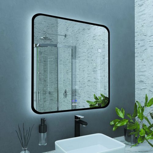 Зеркало с подсветкой и антизапотевателем Grossman ELEGANS-норма BLACK 1780802 80х80 подвесное - фото 3