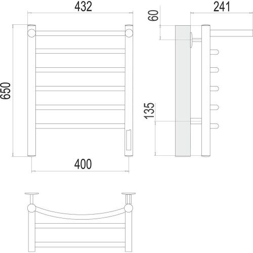 Полотенцесушитель электрический Terminus 4670078531384 45х65 хром - фото 3