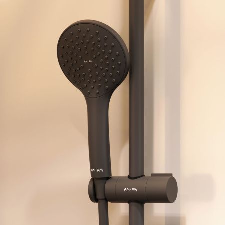 Комплект душевого уголка с душевой системой и аксессуарами Am.Pm Gem S WK93EP стекло прозрачное профиль черный без поддона