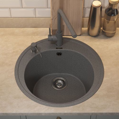 Кухонная мойка Uperwood Quartz Premium UPD-01 3910202102 50х50 цвет серый поверхность матовая - фото 4