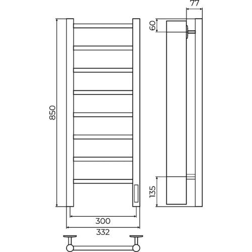 Полотенцесушитель электрический Terminus 4670078541833 35х85 хром - фото 3