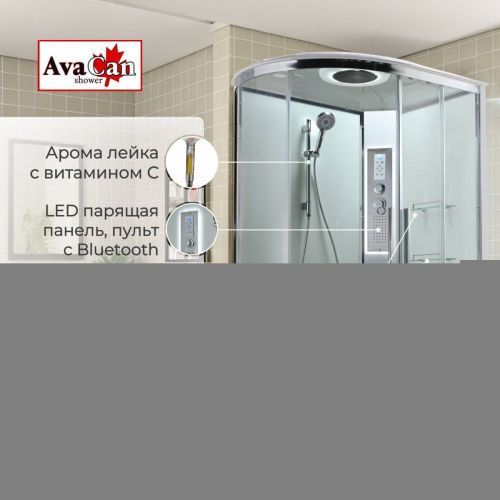 Душевая кабина AvaCan EM EM2811RLEDT 110х80 асимметричная с крышей ориентация правая - фото 2