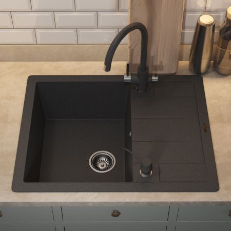 Кухонная мойка Uperwood Quartz Premium UPD-03 3910202111 65х50 цвет черный поверхность матовая