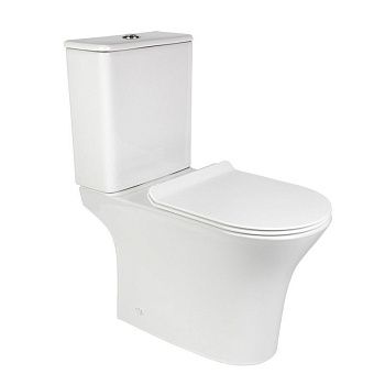 Унитаз напольный с бачком Bond Oval F06-00 белый с сиденьем безободковый душевой смыв