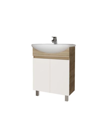 Тумба под раковину Grossman Поло 106011-1 60х30 напольная цвет белый/коричневый - фото 2