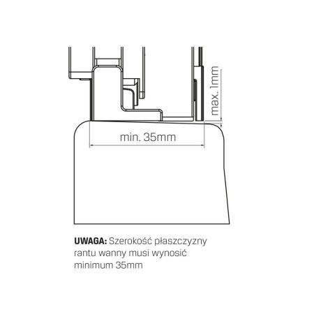 Душевая шторка на ванну New Trendy Smart Black EXK-4200 100х150 стекло прозрачное профиль черный ориентация универсальная