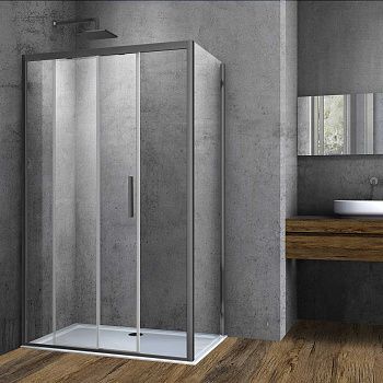 Душевой уголок Vincea Soft VSR-3SO9012CLGM 120х90 стекло прозрачное профиль вороненая сталь без поддона