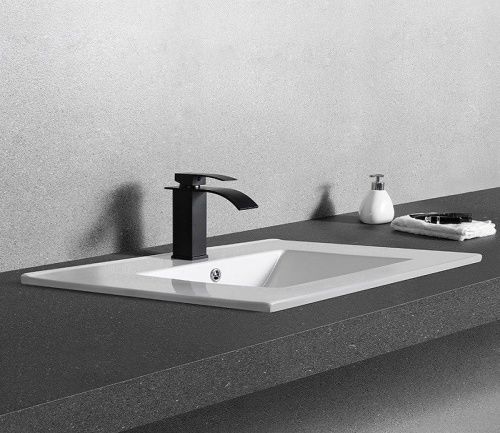 Раковина из сантехнического фаянса CeramaLux YJ803-70 70х40 встраиваемая цвет белый 1 отверстие под смеситель - фото 5