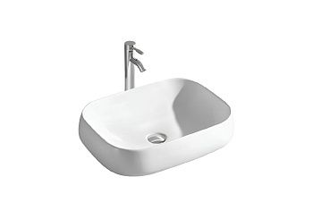 Раковина из сантехнического фарфора Aquatek AQ5526-MW 60х40 накладная цвет белый без отверстий под смеситель