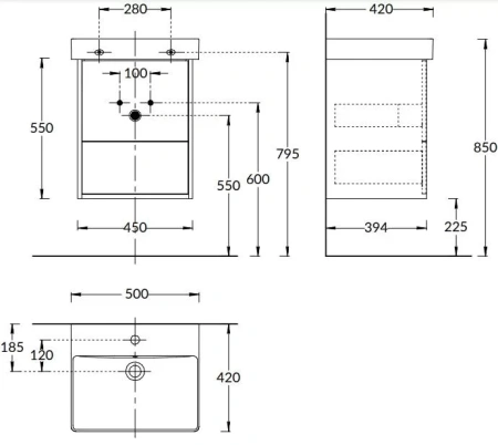 Тумба под раковину Kerama Marazzi PRO PRO.50.2\OLM 50х40 подвесная цвет белый/коричневый