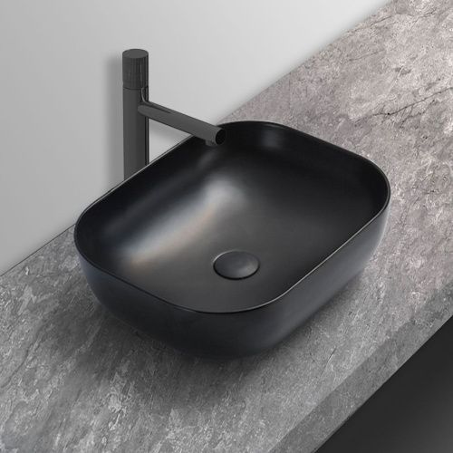 Раковина из сантехнического фарфора Vincea VBS-101MB 50х40 накладная цвет черный без отверстий под смеситель - фото 2