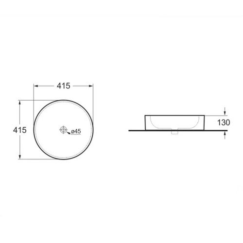Раковина из сантехнического фарфора Vincea VBS-104 40х40 накладная цвет белый без отверстий под смеситель - фото 2