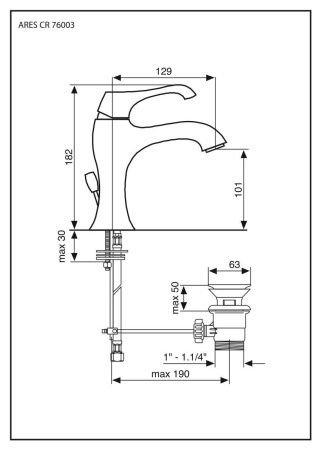 Смеситель Emmevi Ares 76003/CRS на раковину хром