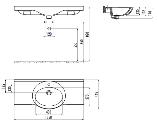 Раковина из сантехнического фарфора Creavit ETOL ET205-00CB00E-0000 110х40 накладная цвет белый - фото 2
