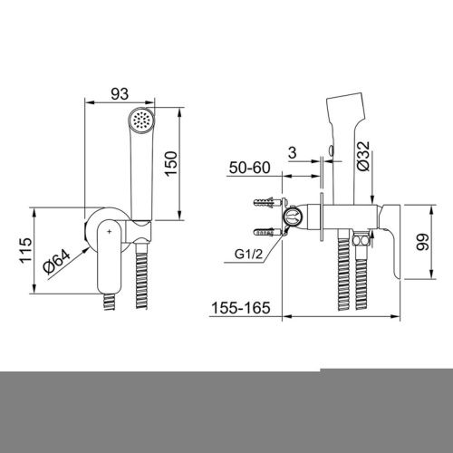 Гигиенический душ со смесителем Raglo R03 R03.52 хром - фото 2
