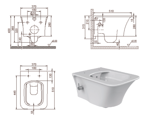 Чаша унитаза подвесная Boheme Mirage 965-2 цвет белый без сиденья - фото 2