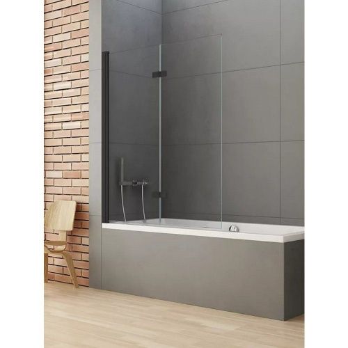 Душевая шторка на ванну New Trendy NEW SOLEO Black P-0043 120х140 стекло прозрачное профиль черный ориентация левая - фото 2
